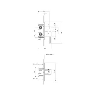 Omnires Y nadomietkový diel sprchovej batérie 2cestné, meď lesk Y1247ROCP