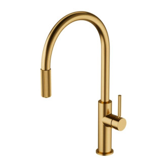 Omnires SWITCH kuchynská batéria s výsuvným výpustom pre filter, zlatá kartáčovaná SW9059GLB