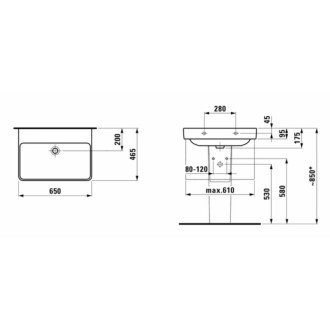 Umývadlo Laufen Pro S 65x46,5 cm bez otvoru pre batériu H8109640001091