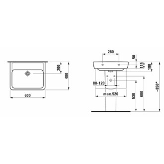 Umývadlo Laufen Pro 60x48 cm bez otvoru pre batériu H8189520001091