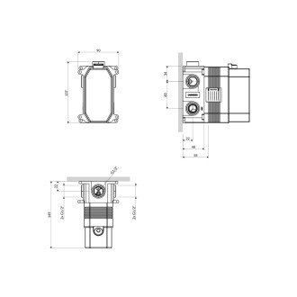 Omnires Y podomietkové teleso sprchovo-vaňové batérie 3cestné BOX48X