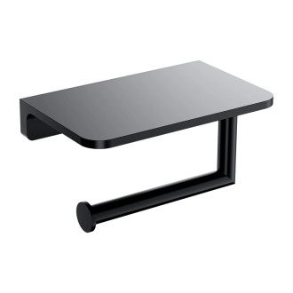 Omnires MODERN PROJECT držiak toaletného papiera s policou, čierna mat MP60511BL