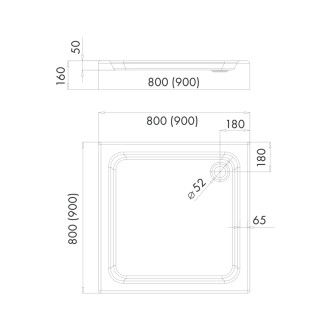 Omnires INVEST PROJECT akrylátová sprchová vanička, 80x80, biela lesk INVESTPROJECT80-KBP