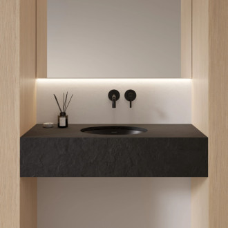 Omnires SHELL M+ podomietkové umývadlo, 38 x 25 cm, čierna lava mat SHELL380UPBLV