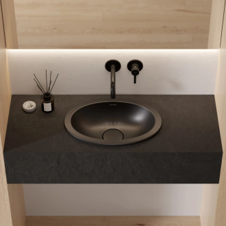 Omnires SHELL M+ podomietkové umývadlo, 38 x 25 cm, čierna lava mat SHELL380UPBLV