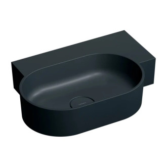 Omnires OVO M+ umývadlo na dosku/závesné pravé, 55 x 38 cm, čierna lava mat OVO555UWPBLV