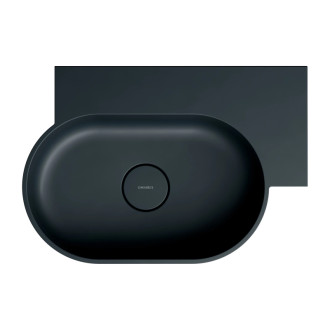 Omnires OVO M+ umývadlo na dosku/závesné pravé, 55 x 38 cm, čierna lava mat OVO555UWPBLV