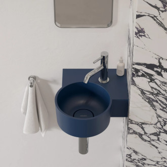 Omnires OVO M+ umývadlo na dosku/závesné pravé, 33 x 34 cm, midnight blue mat OVO335UWPMB