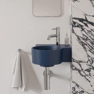 Omnires OVO M+ umývadlo na dosku/závesné pravé, 33 x 34 cm, midnight blue mat OVO335UWPMB