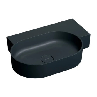 Omnires OVO M+ umývadlo na dosku/závesné pravé, 64 x 44 cm, čierna lava mat OVO645UWPBLV