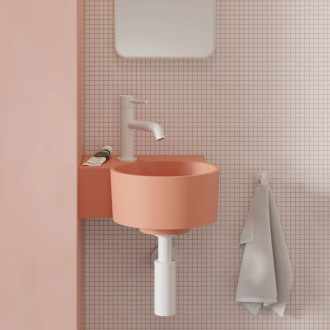Omnires OVO M+ umývadlo na dosku/závesné ľavé, 33 x 34 cm, coral mat OVO335UWLCO