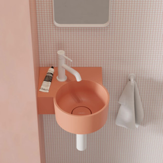 Omnires OVO M+ umývadlo na dosku/závesné ľavé, 33 x 34 cm, coral mat OVO335UWLCO