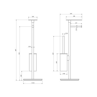 Omnires MODERN PROJECT stojan na toaletný papier a WC štetku s policou, chróm lesk MP60820CR