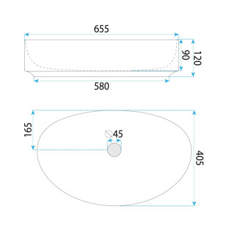 REA Umývadlo na dosku Joana 65 REA-U6371