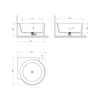 Omnires OVO M+ rohová guľatá vaňa, 120 x 120 cm, biela mat OVO120WNBM