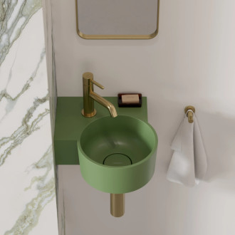 Omnires OVO M+ umývadlo na dosku/závesné ľavé, 33 x 34 cm, olive mat OVO335UWLOL