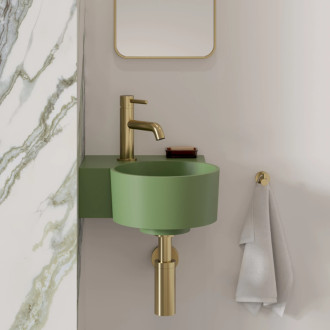 Omnires OVO M+ umývadlo na dosku/závesné ľavé, 33 x 34 cm, olive mat OVO335UWLOL