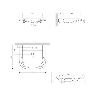 Omnires HOLD M+ závesné umývadlo, 60 x 55 cm, biela lesk HOLDUWBP