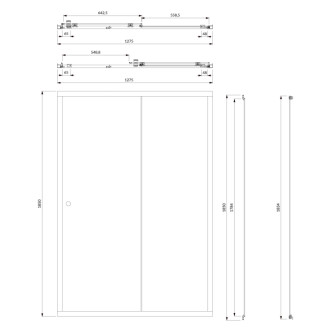 Omnires BRONX sprchové posuvné dvere 130, chróm S2050130CRTR
