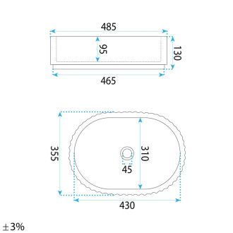 REA Umývadlo na dosku Margaret Black REA-U7344