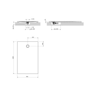Omnires AQUAROCK kompozitná sprchová vanička, 90 x 140 cm, biela mat AQUAROCK90-140BM