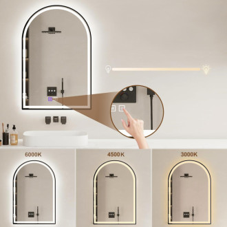 REA Zrkadlo LED 60x100cm DASH BLACK HOM-06504