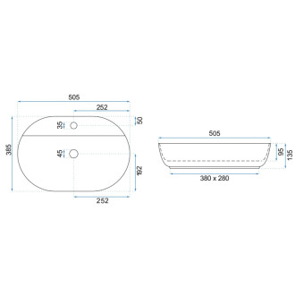 REA Umývadlo na dosku AURA 51 - biele White Matt REA-U7340