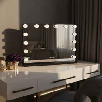 REA Zrkadlo LED HOLLYWOOD Black HOM-12011