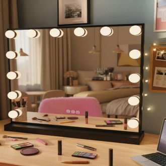 REA Zrkadlo LED HOLLYWOOD Black HOM-12011