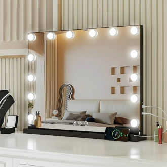 REA Zrkadlo LED HOLLYWOOD Black HOM-12011