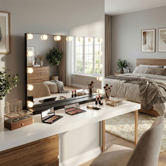 REA Zrkadlo LED HOLLYWOOD Black 80x60 HOM-12014