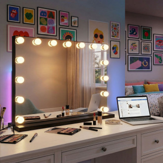 REA Zrkadlo LED HOLLYWOOD Black 80x60 HOM-12014