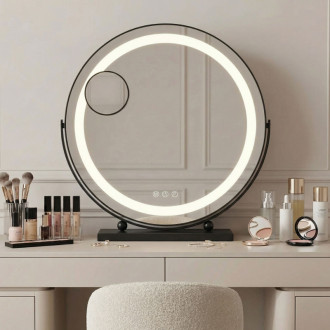 REA Zrkadlo LED MAKE-UP Black 40 cm HOM-12020