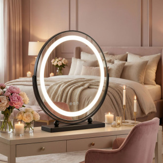 REA Zrkadlo LED MAKE-UP Black 40 cm HOM-12020