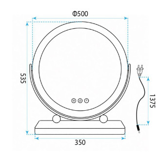REA Zrkadlo LED MAKE-UP Black 50 cm HOM-12022