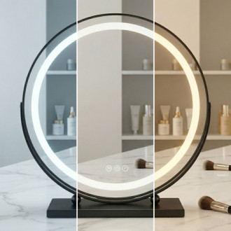 REA Zrkadlo LED MAKE-UP Black 50 cm HOM-12022