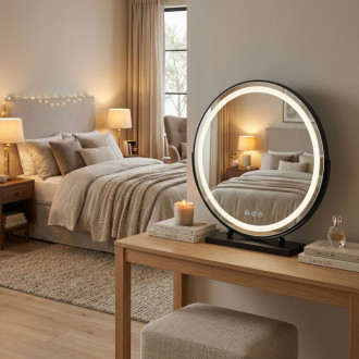 REA Zrkadlo LED MAKE-UP Black 50 cm HOM-12022