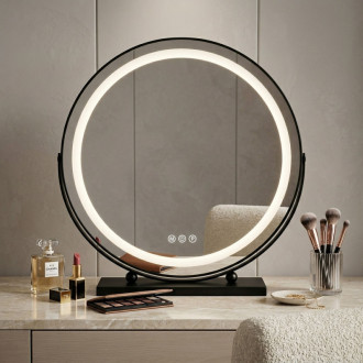 REA Zrkadlo LED MAKE-UP Black 50 cm HOM-12022