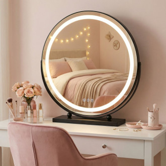 REA Zrkadlo LED MAKE-UP Black 50 cm HOM-12022