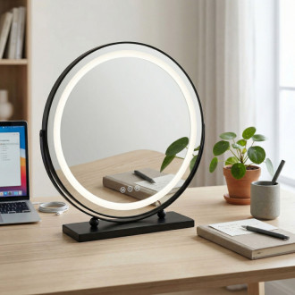 REA Zrkadlo LED MAKE-UP Black 50 cm HOM-12022