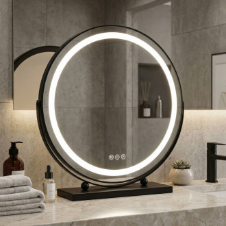 REA Zrkadlo LED MAKE-UP Black 50 cm HOM-12022