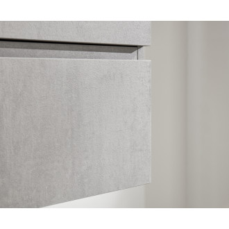 CERANO - Kúpeľňová skrinka Carole - betónovo šedá + umývadlo z lit. mramoru Vita - otvor - biela lesklá - 70x58x46 cm