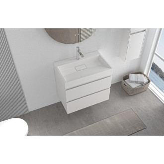 CERANO - Kúpeľňová skrinka Carole - biela matná + umývadlo z lit. mramoru Vita - otvor - biela matná - 70x58x46 cm