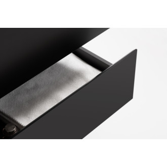 CERANO - Kúpeľňová skrinka Carole - čierna matná + umývadlo z lit. mramoru Vita - otvor - biela matná - 70x58x46 cm