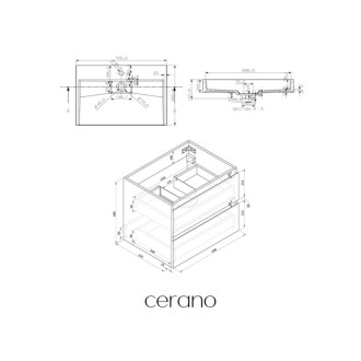 CERANO - Kúpeľňová skrinka Carole - dub medový + umývadlo z lit. mramoru Vita - otvor - biela lesklá - 70x58x46 cm