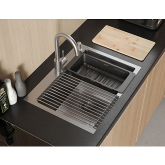 REA Oceľový drez LUKE 110 WORKSTATION BRUSH NICKEL ZLE-09022