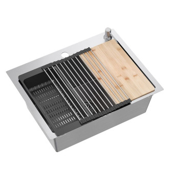 REA Oceľový drez LUKE 110 WORKSTATION BRUSH NICKEL ZLE-09022