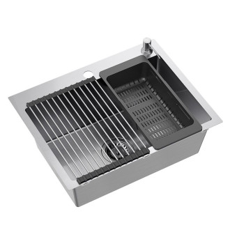 REA Oceľový drez LUKE 110 WORKSTATION BRUSH NICKEL ZLE-09022