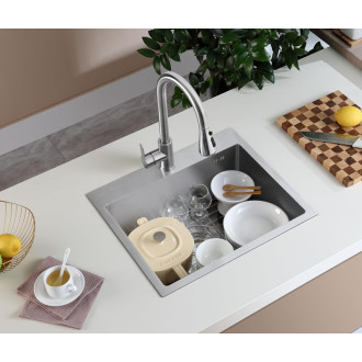 REA Oceľový drez Leo 50 BRUSH NICKEL ZLE-06003