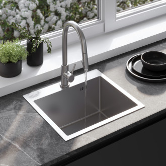 REA Oceľový drez Leo 50 BRUSH NICKEL KPL-96003